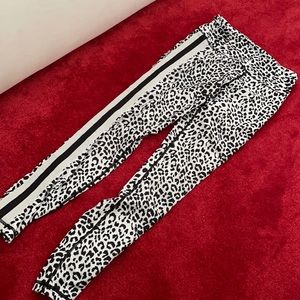 Aqua Cheetah black and white leggings with stripe